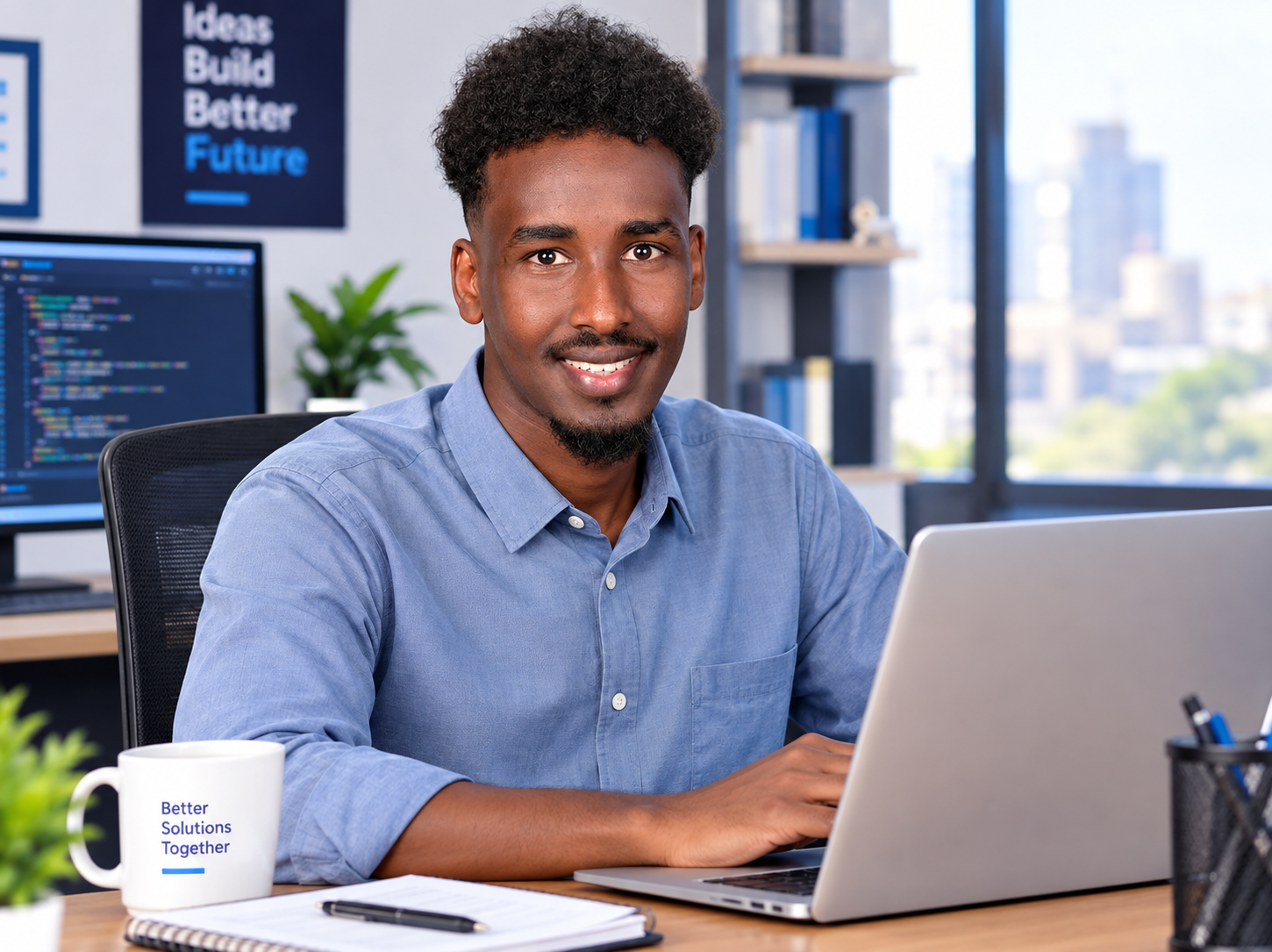 Abdikani Ismail Ali at his desk